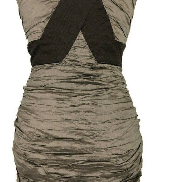 BCBGMaxAzria Women's Size 2 "Simsom" Cocktail Mini Dress Bodycon Tafetta Mocha - Picture 4 of 10